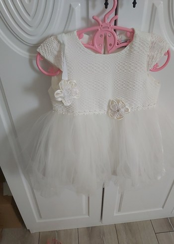 HelloBaby Kız Çocuk Beyaz Dantel Detaylı Elbise