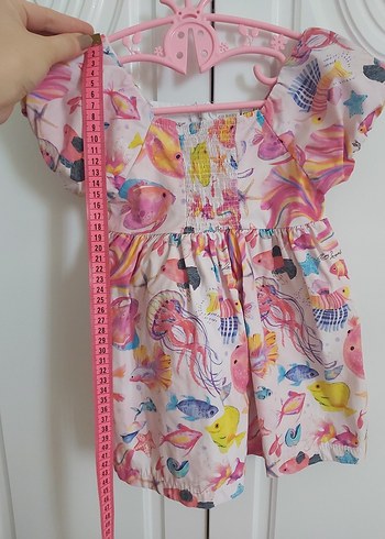 BG Store Pembe Desenli Fırfırlı Askılı Elbise