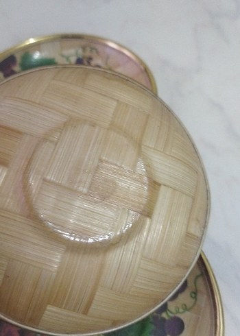 Mor Çiçek Desenli Tabak Seti bambu çerezlik vintage - Görsel 3