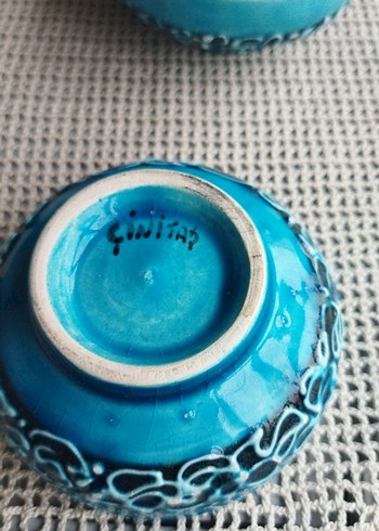 Turkuaz Renkli Geleneksel Desenli Tabaklar - Görsel 2