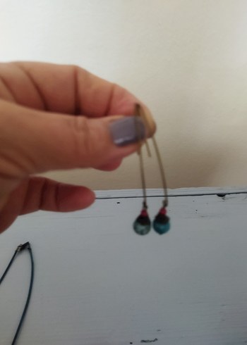 Bohem Turkuaz Boncuklu Midi Küpe