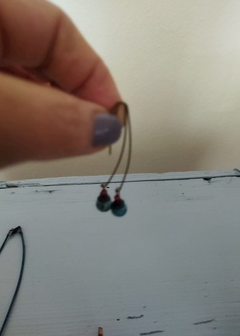 Diğer Bohem Turkuaz Boncuklu Midi Küpe