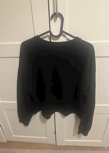 Bershka Siyah Gri Örgü Kadın Sweatshirt - Görsel 3