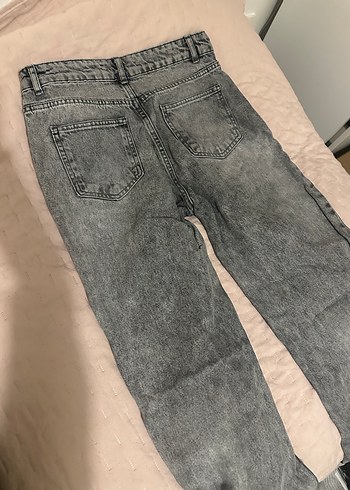 Gri Midi Boy Bol Kesim Denim Kadın Jean - Görsel 3