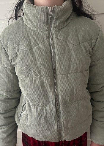 Pull and Bear Su yeşili Kadın Midi Kışlık Mont - Görsel 4