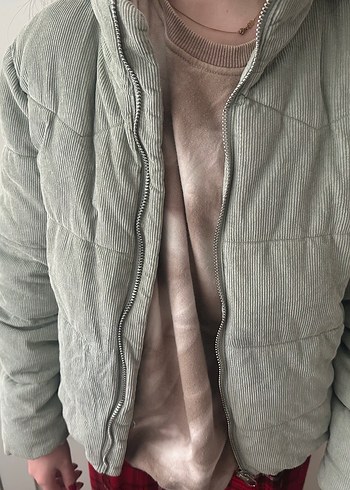 Pull and Bear Su yeşili Kadın Midi Kışlık Mont - Görsel 5