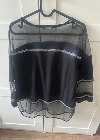 Gece Kıyafeti Siyah Transparan Goth Bluz - Görsel 4