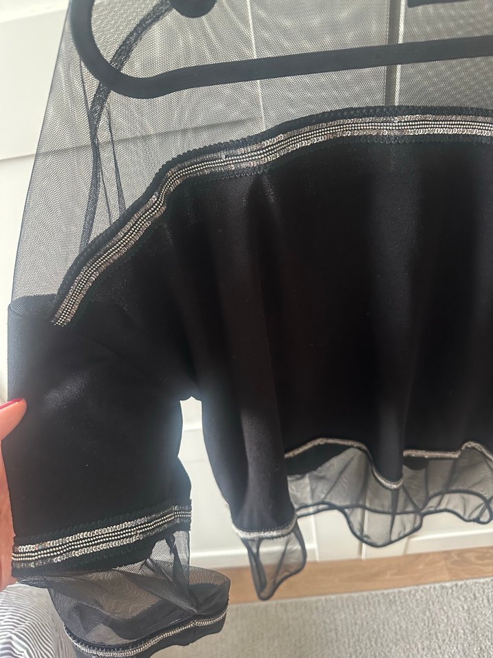 Gece Kıyafeti Siyah Transparan Goth Bluz - Görsel 2