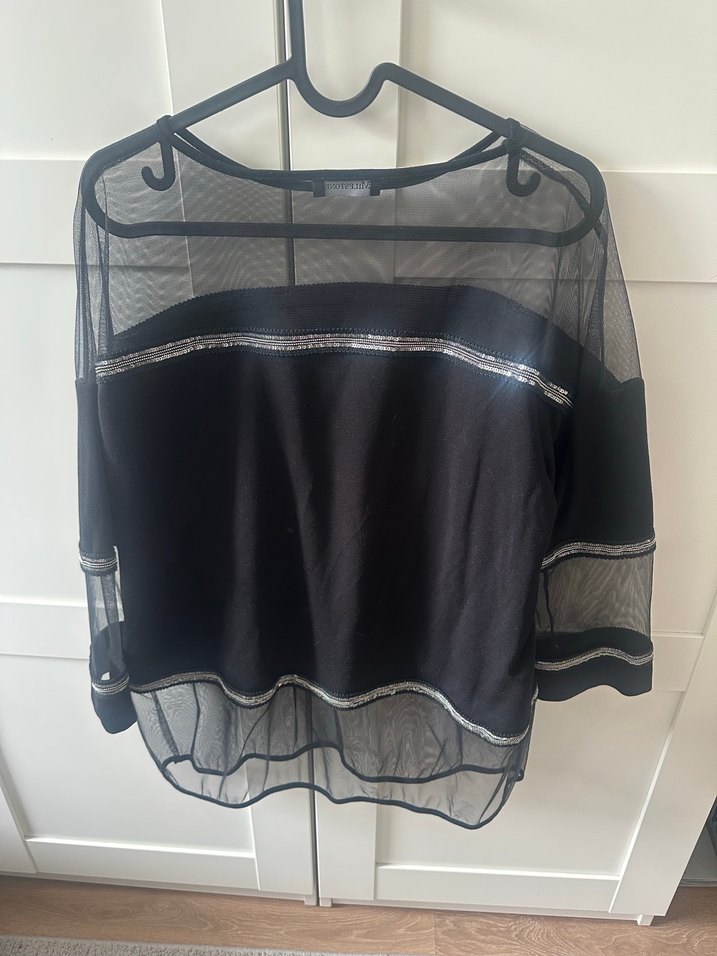 Gece Kıyafeti Siyah Transparan Goth Bluz - Görsel 4