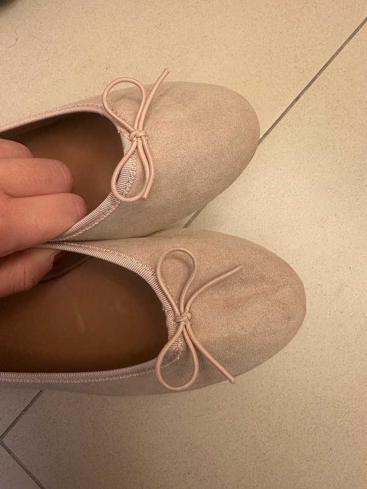 Bej - Açık pembe Süet Dolgu Topuklu Kadın Babet - Görsel 2