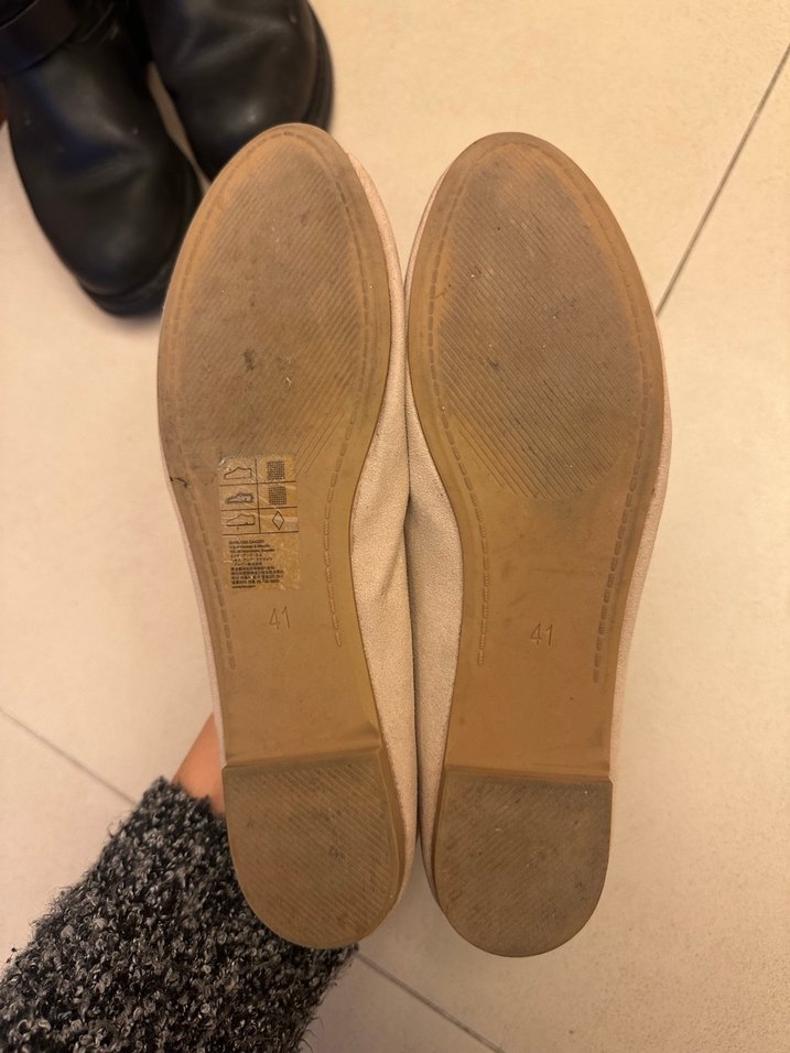 Bej - Açık pembe Süet Dolgu Topuklu Kadın Babet - Görsel 3