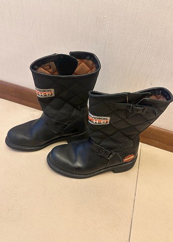Harley Davidson Siyah Deri Tokalı Biker Bot - Görsel 2