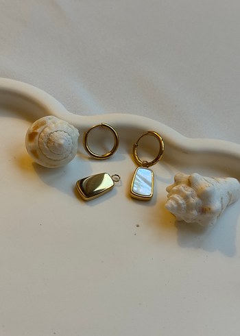 Altın Renk Sedefli Mini Küpe - Görsel 4