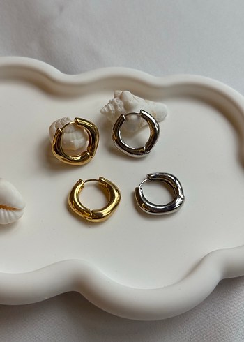 Gri Mini Halka Küpeler - Görsel 4