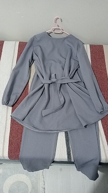 xl Beden gri Renk Belden kuşaklı salaş model
