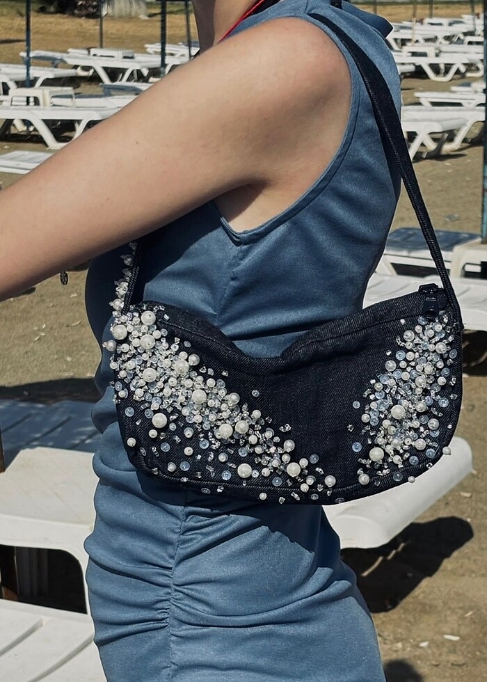 İnci Kot Kol Çantası - Görsel 2