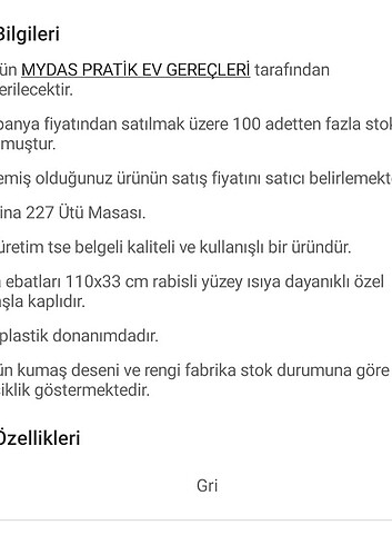 Beden Ütü masası