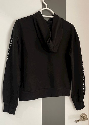 s Beden Siyah Kapüşonlu Uzun Kollu Sweatshirt