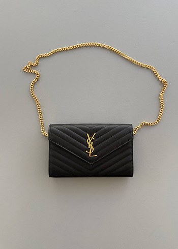 Yves Saint Laurent Saint Laurent Siyah Deri Kadın Cüzdan