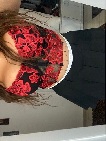 xl Beden kırmızı dantelli bralet