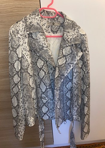 Yılan Desenli Deri Ceket - Görsel 2