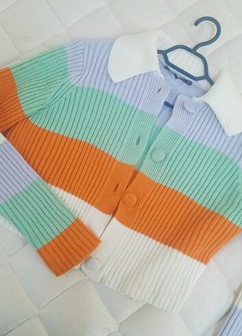 Renkli crop hırka ceket