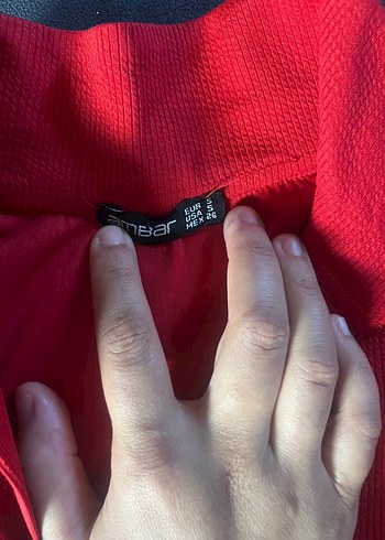 Kırmızı Yüksek Yakalı Kısa Kollu Uzun Elbise - Görsel 3