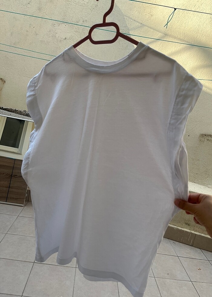 Beyaz Vatgalı Tişört - Görsel 2