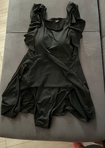 Siyah Volanlı  Kolsuz Mini Kadın Mayo - Görsel 4