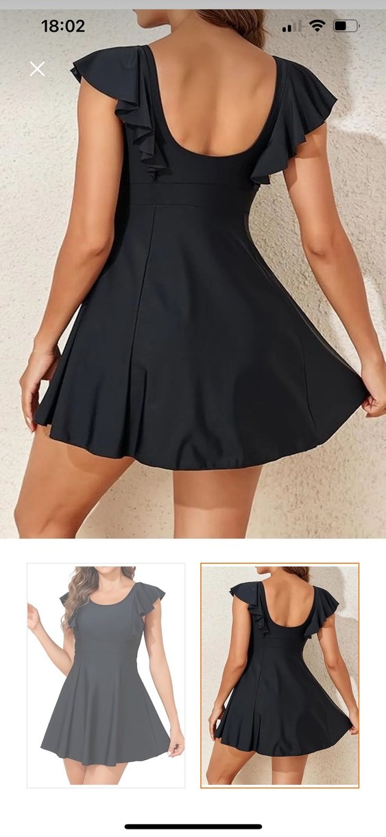 Siyah Volanlı  Kolsuz Mini Kadın Mayo - Görsel 2