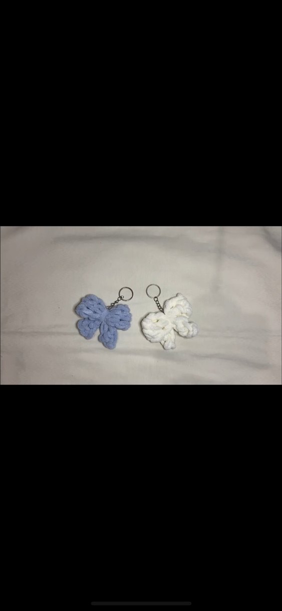 Mavi Örgü beyaz örgü Kadın Anahtarlık - Görsel 3