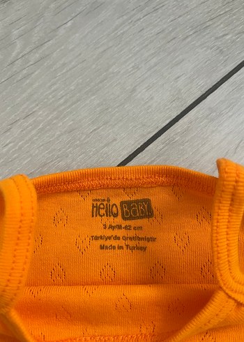 Hello baby 3 ay turuncu ip askılı zıbın, çıtçıtlı - Görsel 3