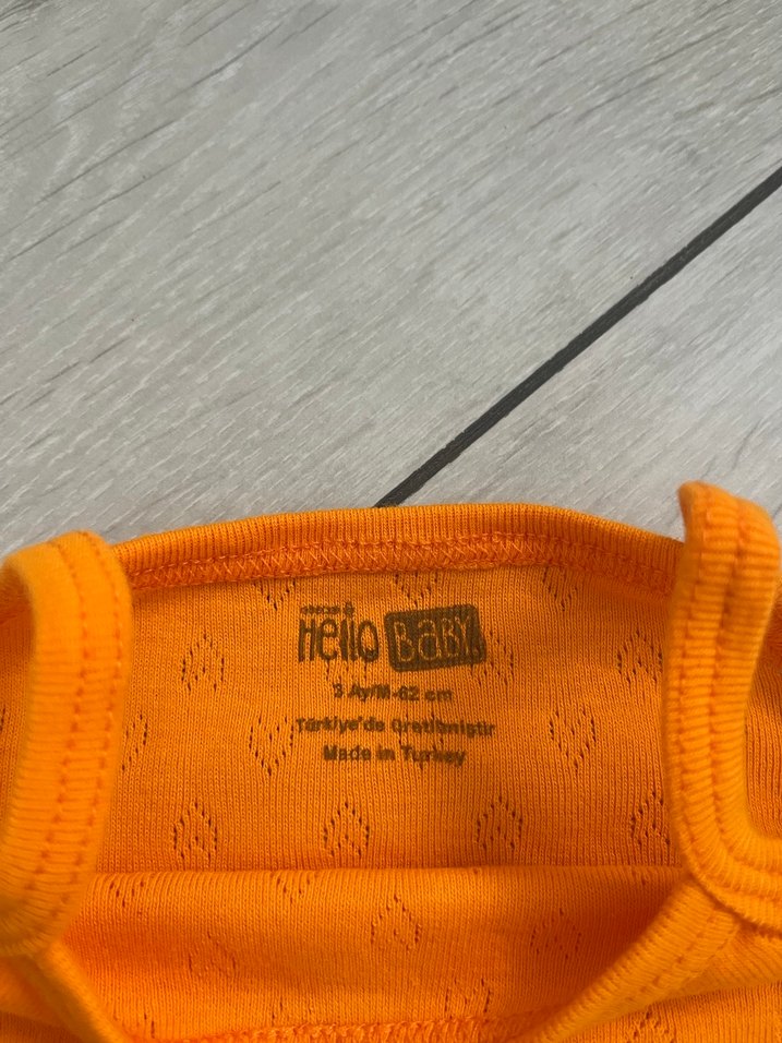 Hello baby 3 ay turuncu ip askılı zıbın, çıtçıtlı - Görsel 3