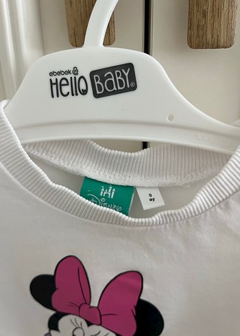 Hello baby disney 9 ay bebek tişört, beyaz önü minni mouse desen - Görsel 2