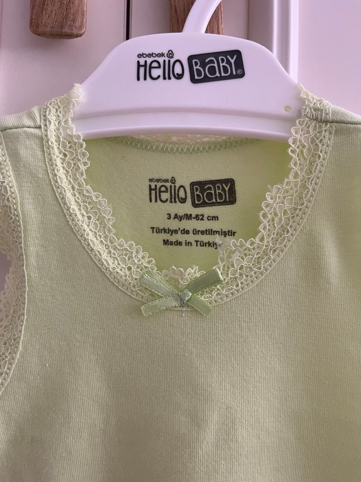 Hello baby 3 ay bebek yeşil kolsuz ve çıtçıtlı zıbın - Görsel 3
