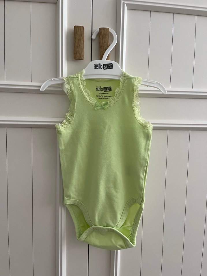 Hello baby 3 ay bebek yeşil kolsuz ve çıtçıtlı zıbın - Görsel 2