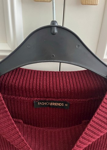 M beden yaka detaylı bordo boğazlı kazak - Görsel 5