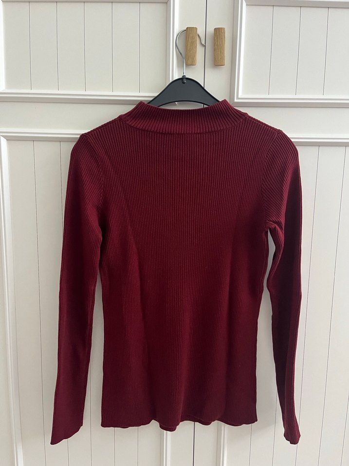 M beden yaka detaylı bordo boğazlı kazak - Görsel 4