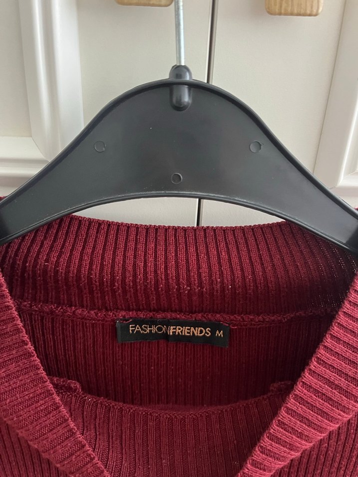 M beden yaka detaylı bordo boğazlı kazak - Görsel 5