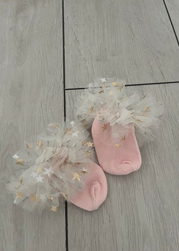 Lcw 0-3 ay kız bebek tüllü çorap(2 çift) pembe ve beyaz - Görsel 2