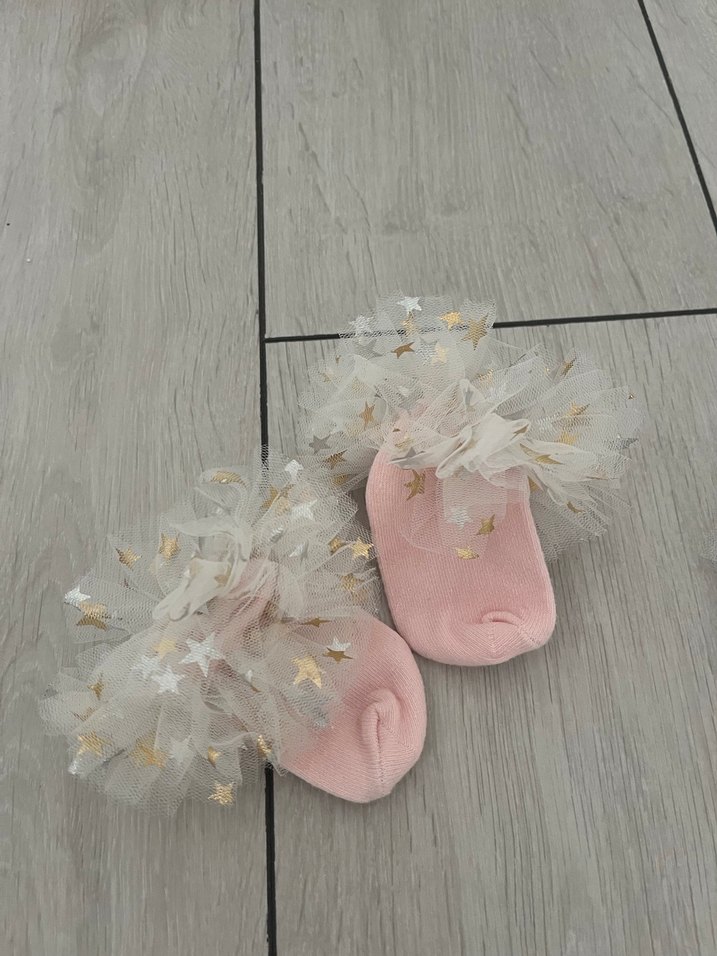 Lcw 0-3 ay kız bebek tüllü çorap(2 çift) pembe ve beyaz - Görsel 2