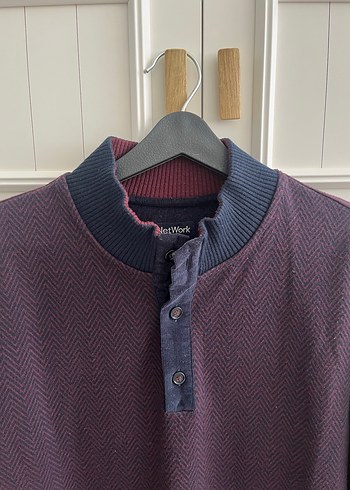 Network L beden bordo erkek triko kazak - Görsel 5