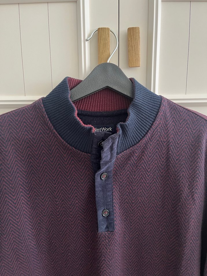 Network L beden bordo erkek triko kazak - Görsel 5