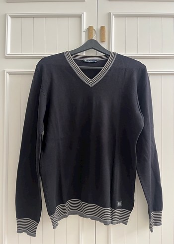 Defacto M beden V yaka siyah triko kazak - Görsel 2