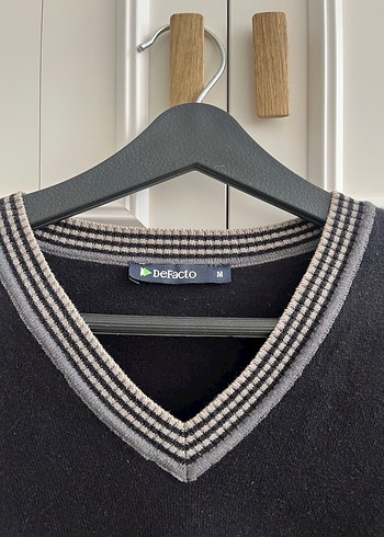 Defacto M beden V yaka siyah triko kazak - Görsel 6