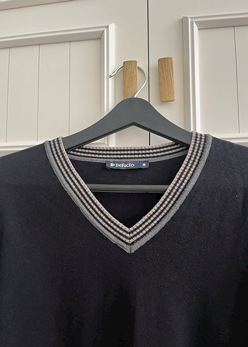 Defacto M beden V yaka siyah triko kazak - Görsel 4