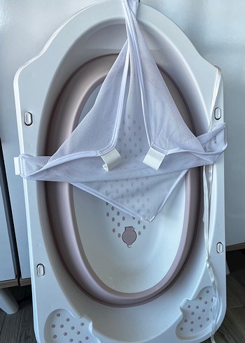 Zuu baby fileli pembe bebek katlanır banyo seti - Görsel 5