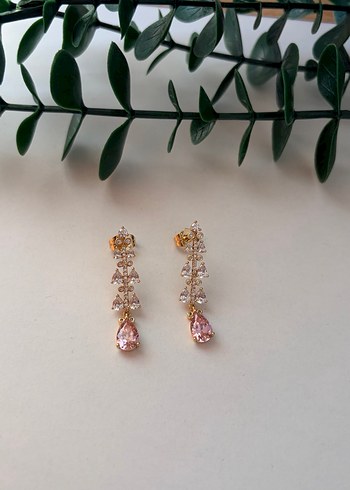 Pembe Mini Boncuklu Çiçek Küpe - Görsel 2