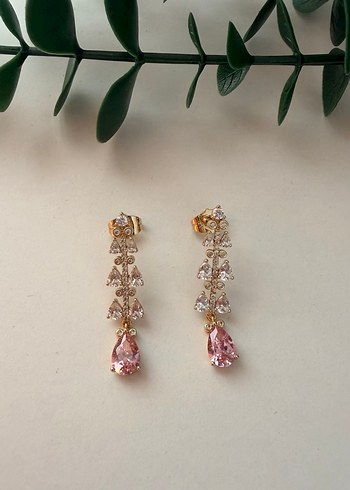 Pembe Mini Boncuklu Çiçek Küpe - Görsel 3