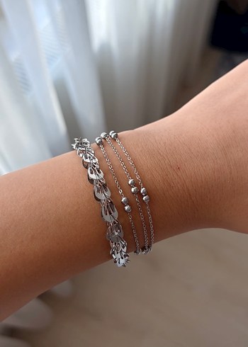Gri Zincir Detaylı Bohem Bileklik seti - Görsel 2